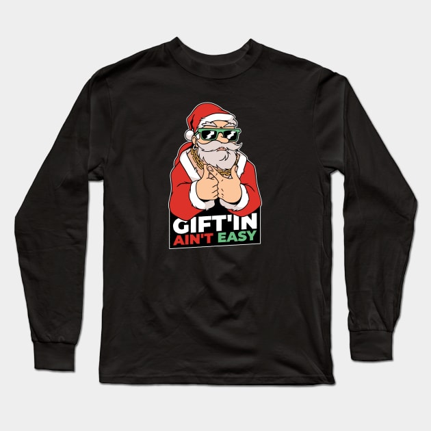 Giftin Ain't Easy // Funny Santa Claus Cartoon Long Sleeve T-Shirt by SLAG_Creative